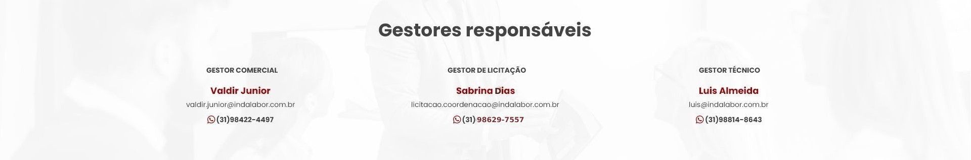 Gestores responsáveis